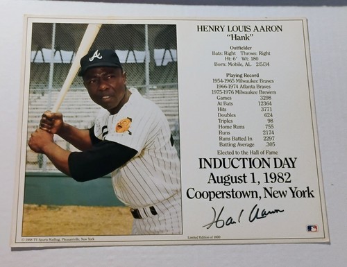 Autografo hank aaron hall of - autografo, "hall